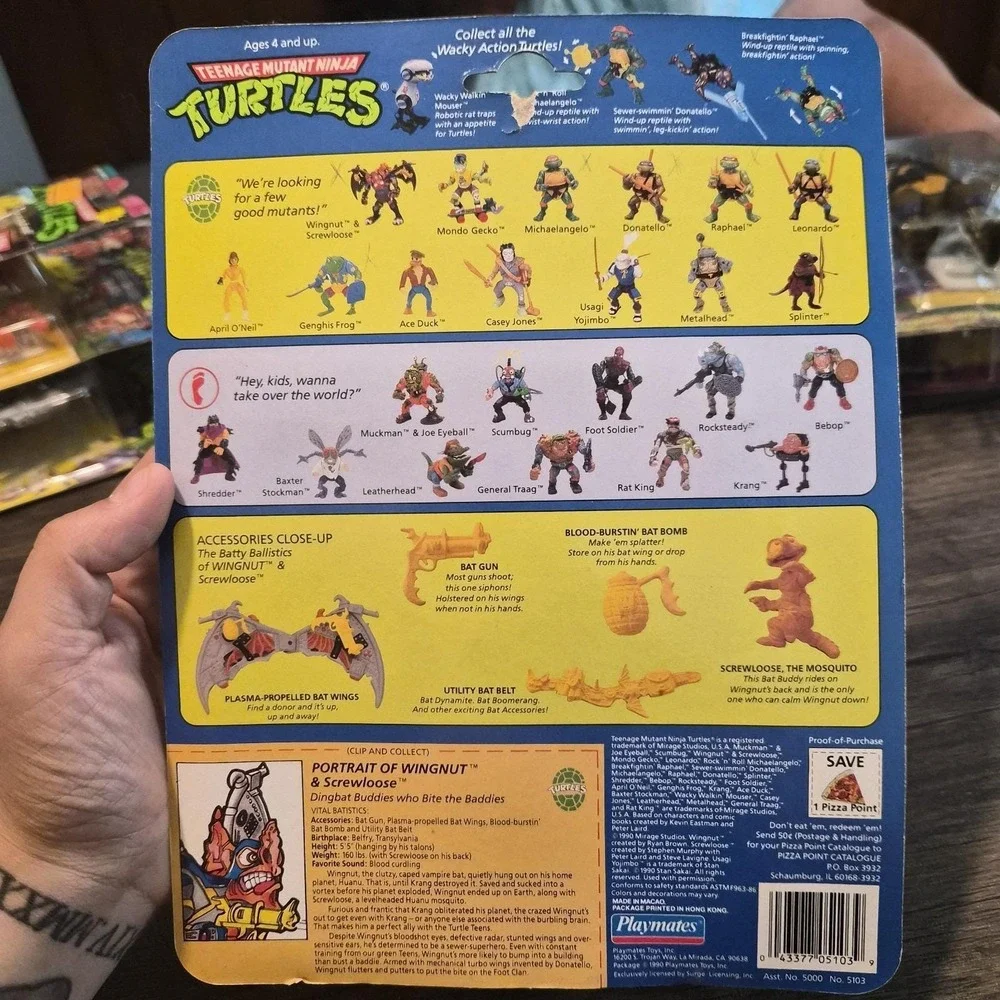 1990 TMNT Wingnut & Screwloose MOC Sealed Vintage Playmates Action Figure